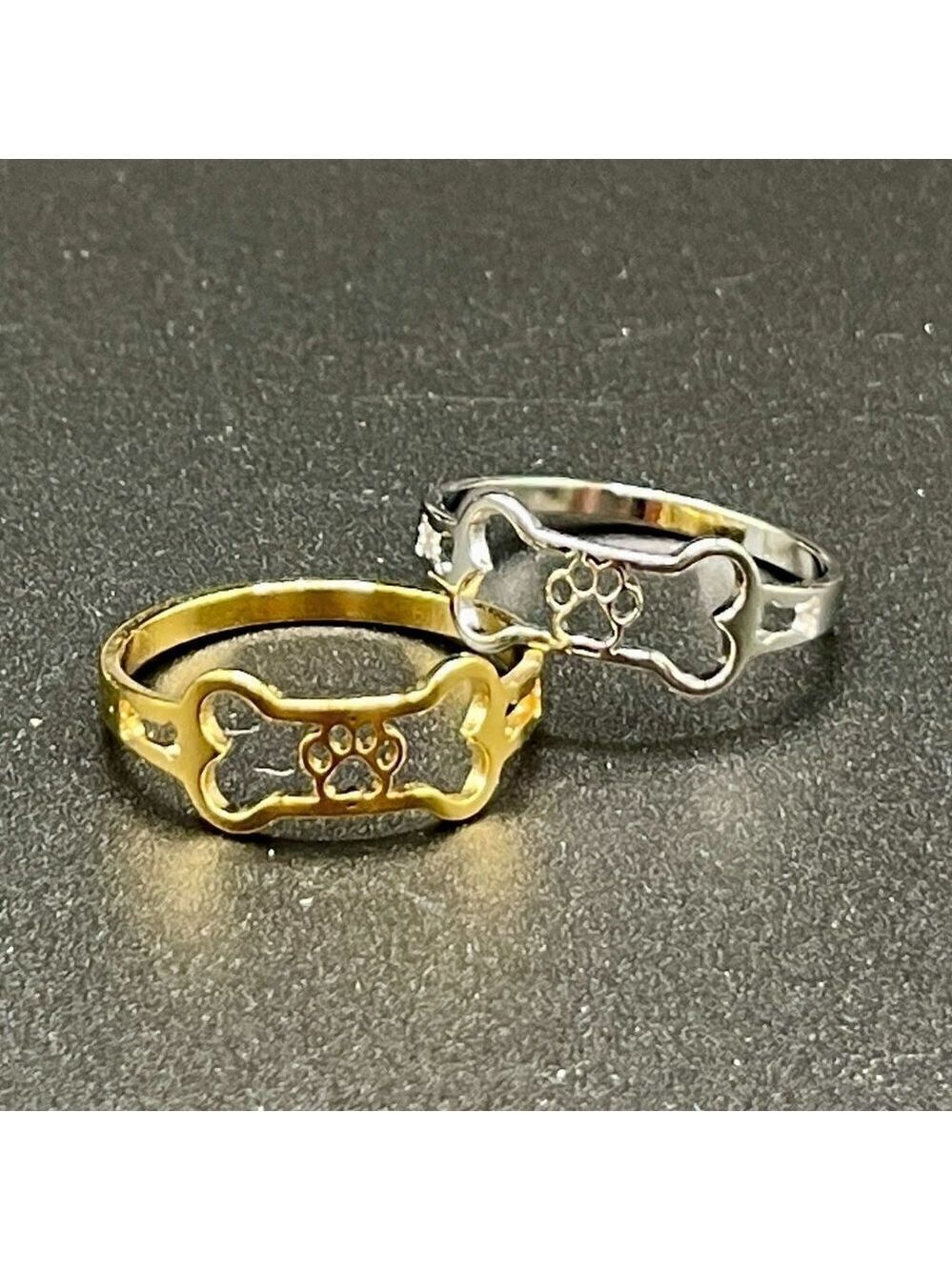 Dog Bone and Paw Print Ring with Open Design #1246
